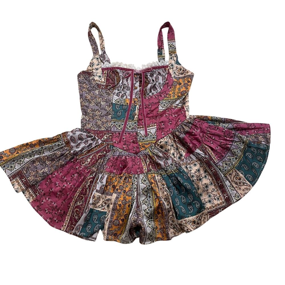 Rare Patchwork Corset Mini Romper | LoveShack-Ins… - image 2